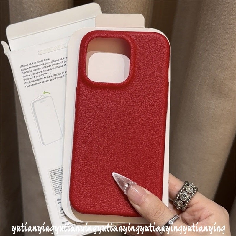 Luxury Lychee Leather Texture Skin Feel Case Compatible for IPhone 15 11 16 13 12 14 Pro Max 15 16 14 Plus 16 Pro 12Pro Max 16Pro 15Pro Trendy Solid Color Simple Maillard Soft Case. 