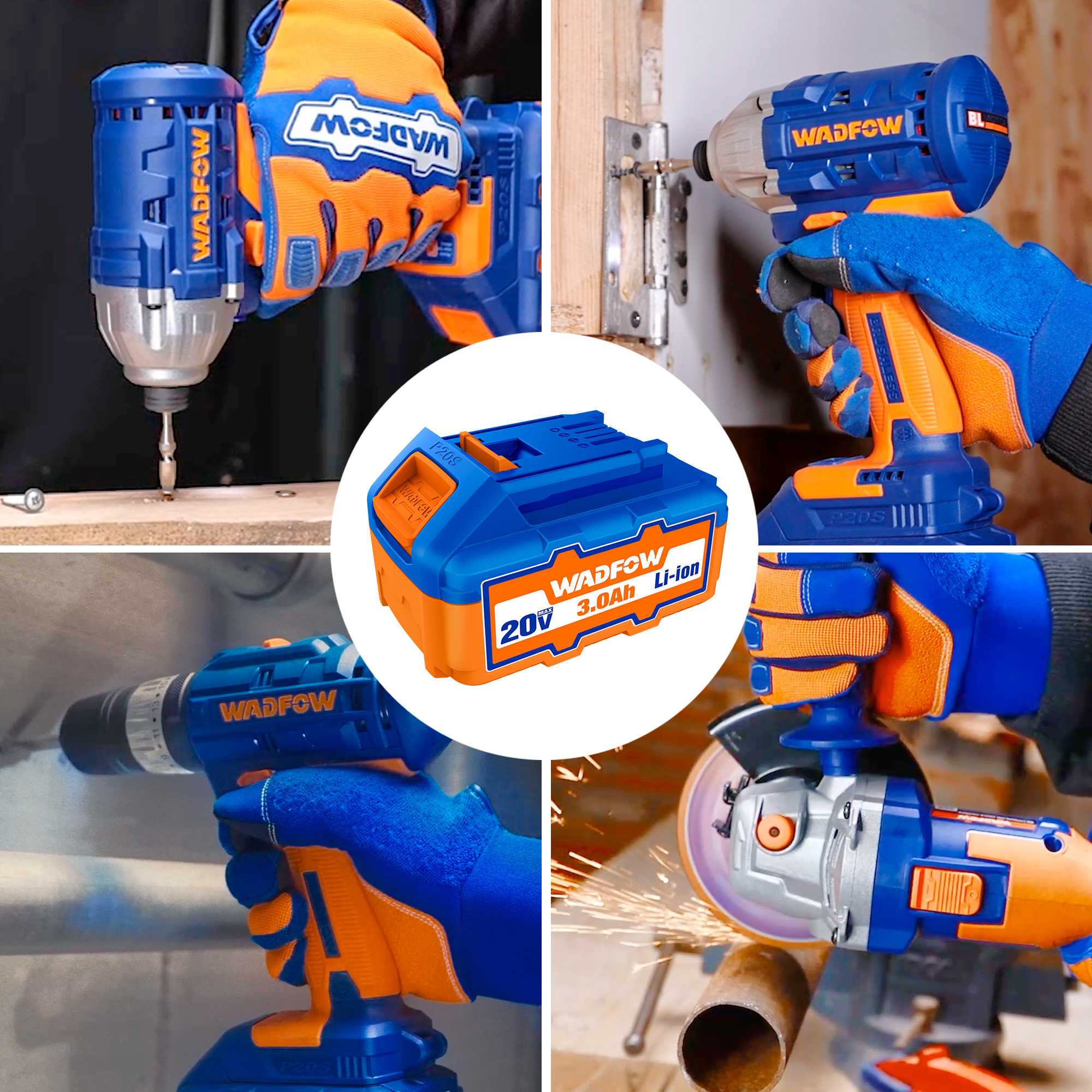 WADFOW 20V 3.0AH Lithium-ion Battery Pack  For P20S cordless tools WLBP530. 