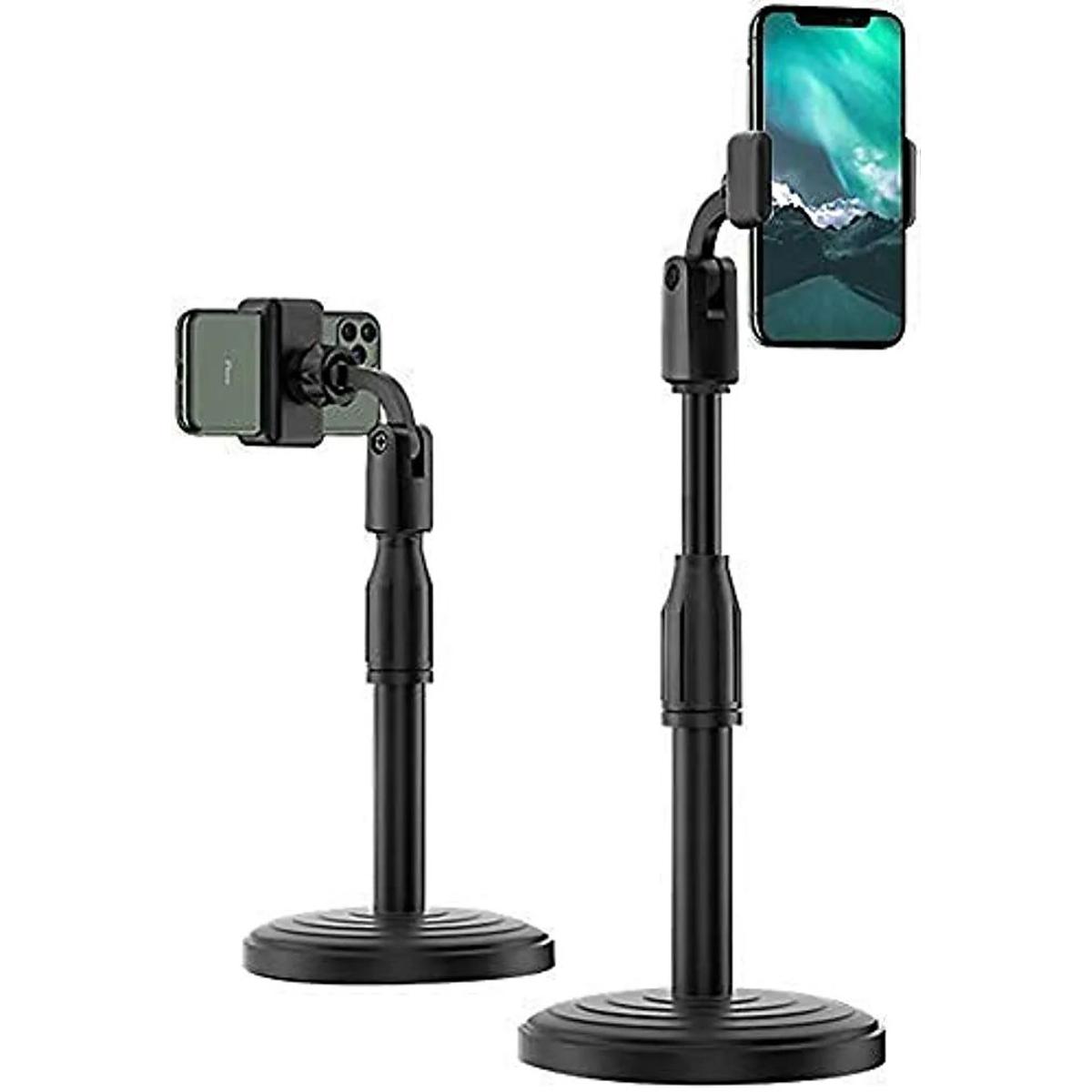 Mobile Stand with Adjustable Height | 360 Degree Rotation Mobile Holder for Table & Bed Compatible with All Smartphones -Black