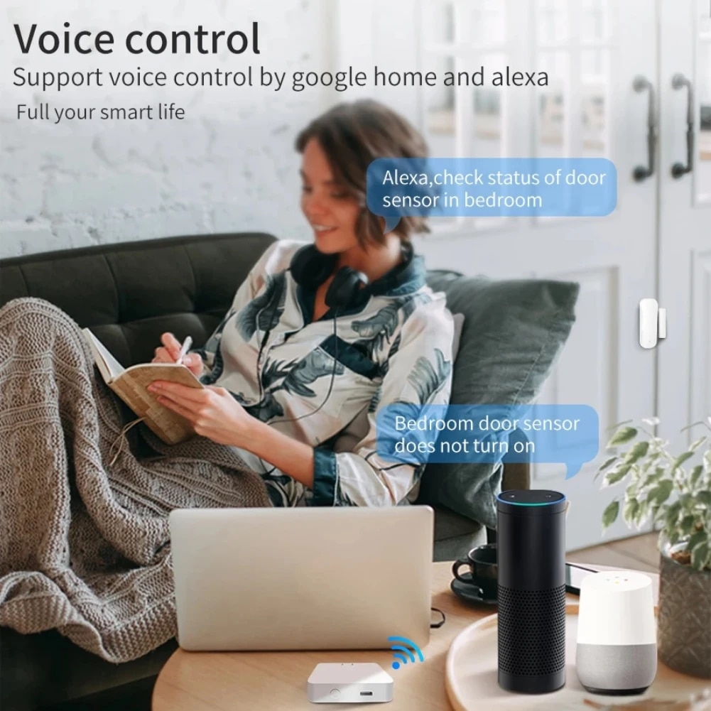 Tuya Zigbee/WiFi Magnetic Doo Window Sensor Open Closed Alarm Detector Smart Life APP Work With Alexa Google Home Need Gateway. 