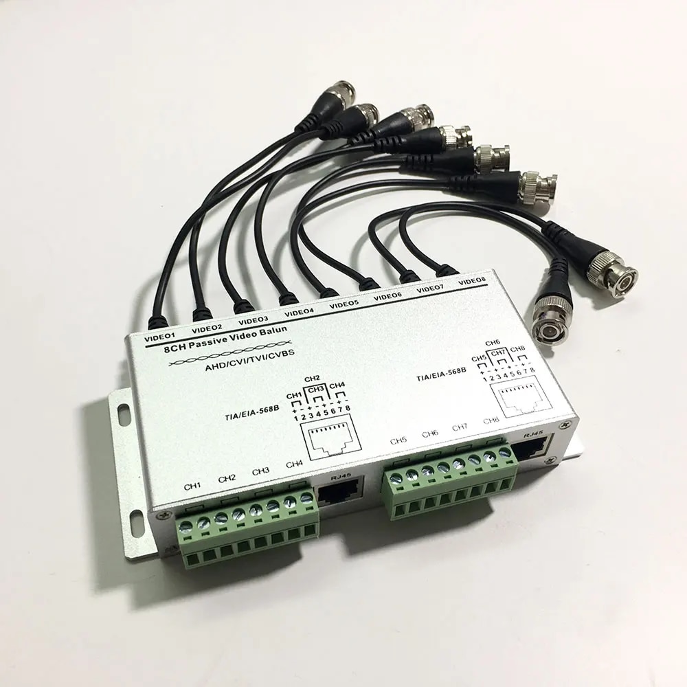 4 or 8 Channel CCTV Passive Video Balun RJ-45 UTP Twisted Pair Cable BNC Output. 