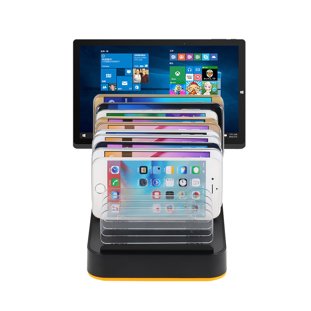 80W 15-Port Adjustable Dividers USB Charger Smart Charging Station Dock Multi Device Desktop Organizer Hub Stand with Intelligent IC Auto Detect Tech. 