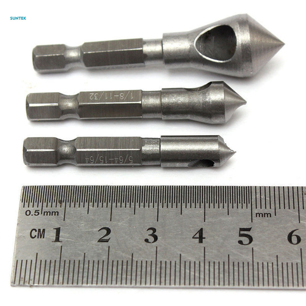 3 Pcs Countersink Drill Deburring Metal Hex Shank. 