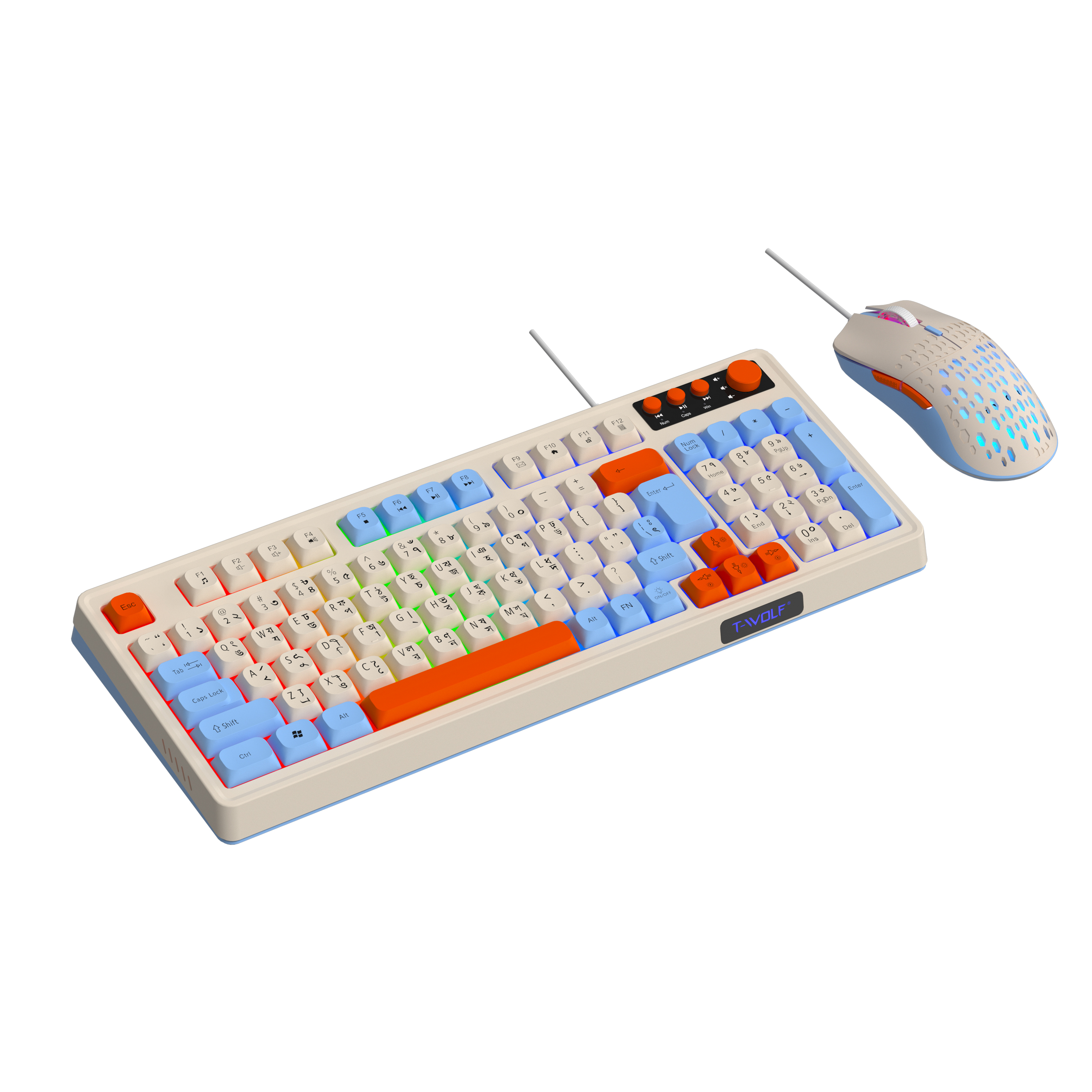 T-WOLF TF100 Wired Keyboard Mouse Gaming Combo. 