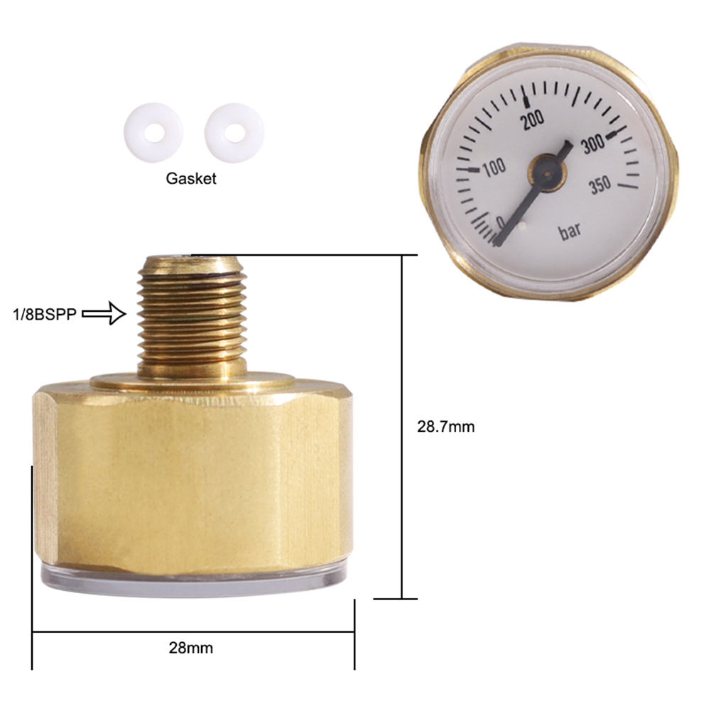 ED 28mm Dial Air Pressure Gauge Manometer 350Bar for PCP Adapter ...