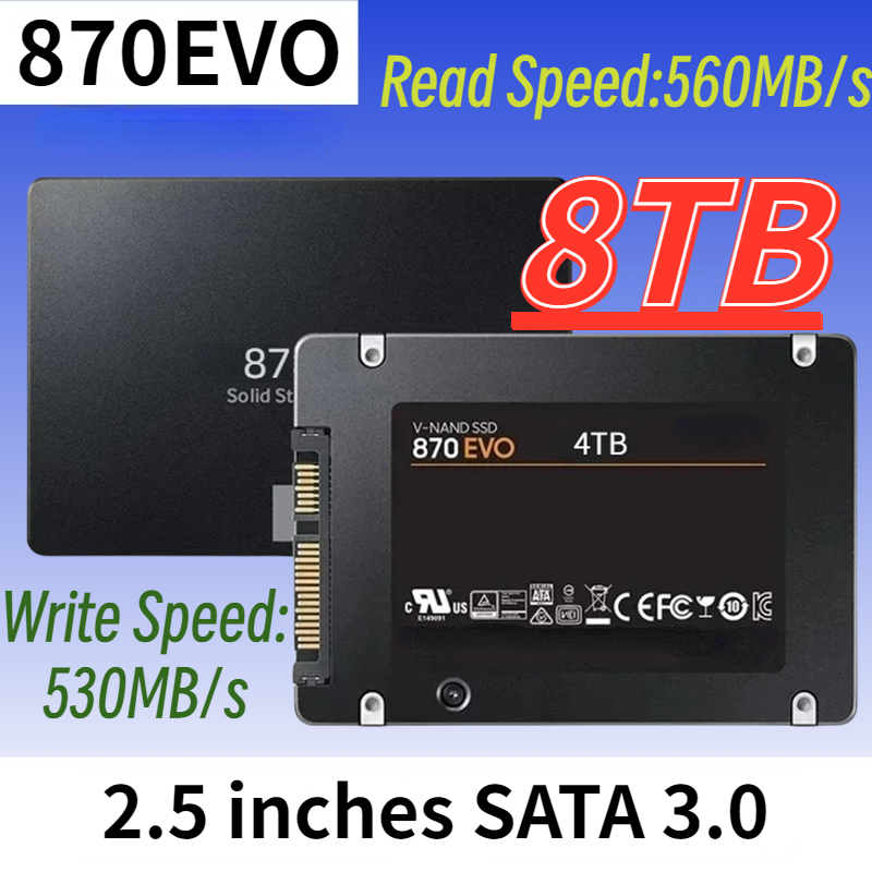 100% Newest 2.5 Inches SATA III SSD 870 EVO 1TB 2TB 4TB 8TB Internal Solid State Drive Hard Disk for Laptop Desktop PS5 PC PS4