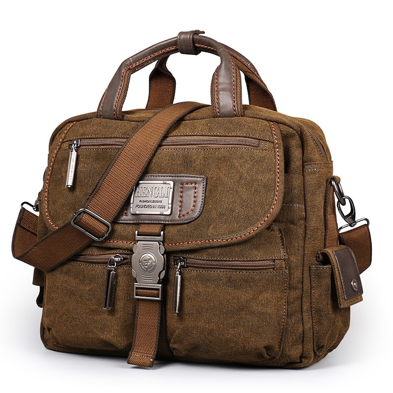 2022 Ruil Retro Canvas Messenger Bags Multifunction Men Shoulder Briefcase Leisure Travel Handbag Toolkit Vintage Package mallet. 
