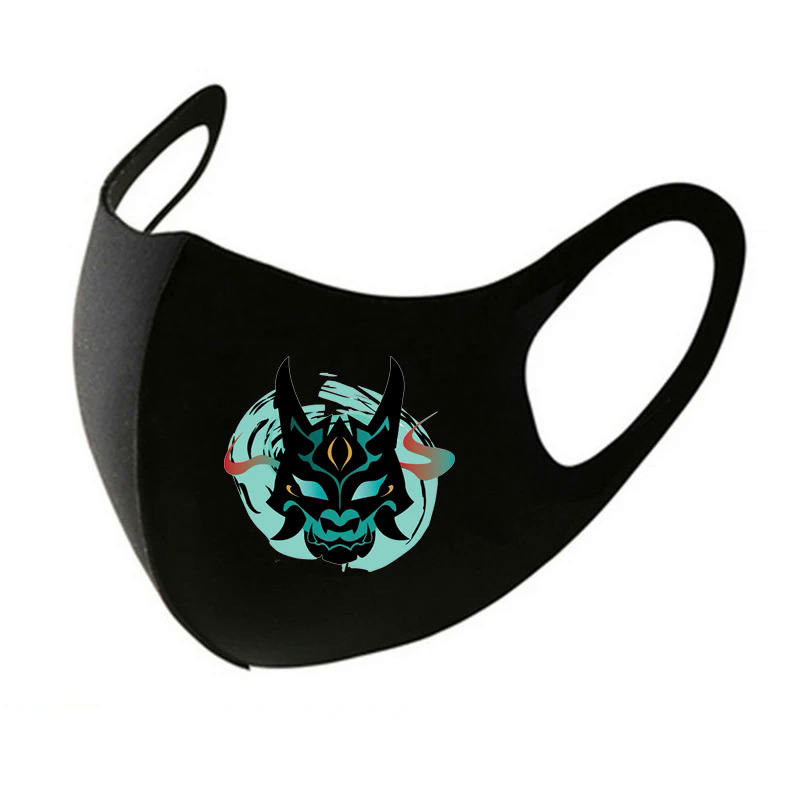 Genshin Impact Xiao Mask Adult Section Concealable Anime Mask Printing Dust-proof Mask Halloween Role-playing Props Cosplay. 