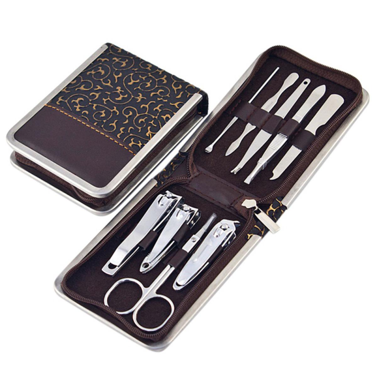 9 pcs Carbon Steel Nail Clippers Set Professional Scissors Suit With Box Trimmer Grooming Manicure Cutter Kits For Nail Tools