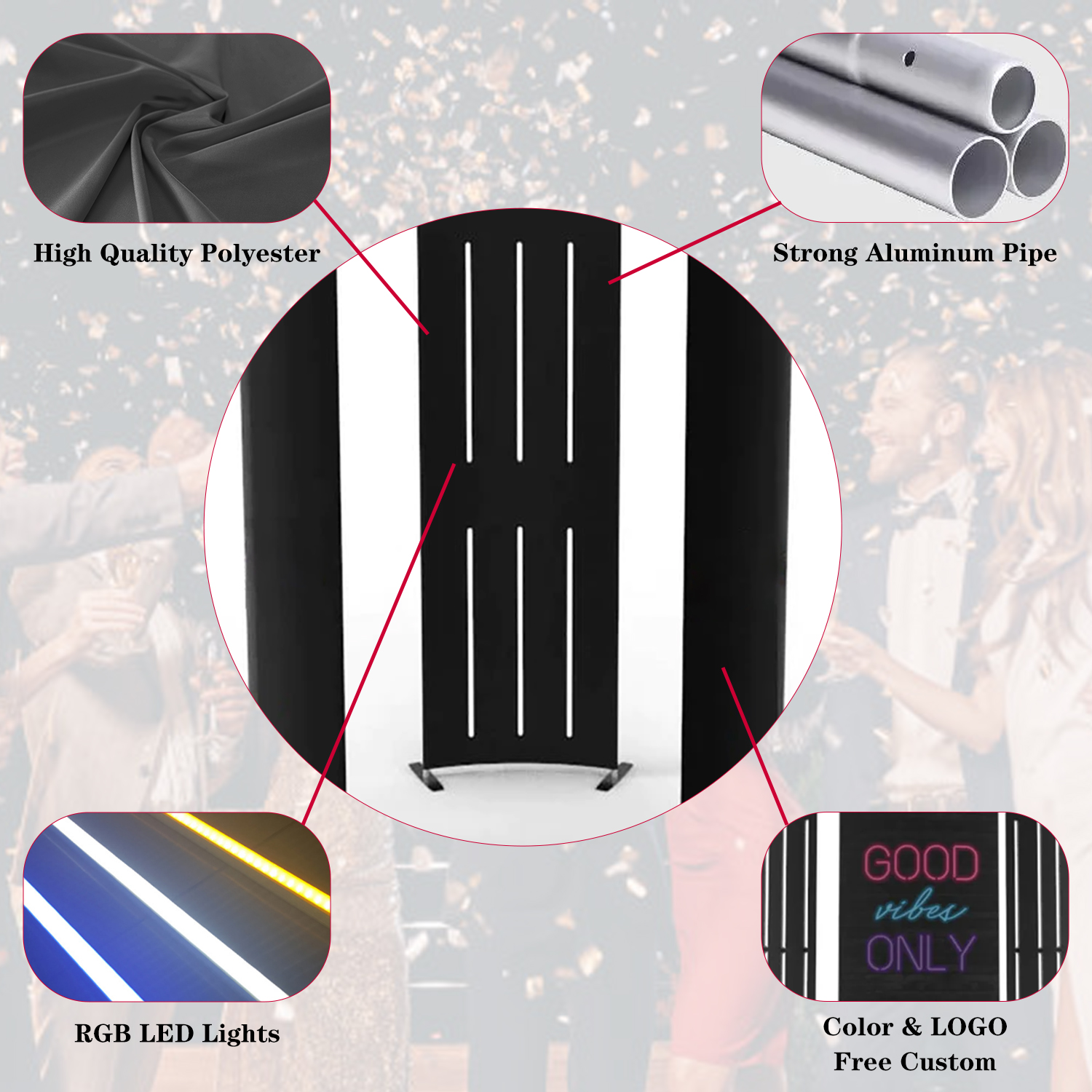 10ft Portable 360 Photo Booth Enclosures Led RGB Lights Backdrop Photobooth 360 Vogue Enclosure for Weddings Parties Events. 