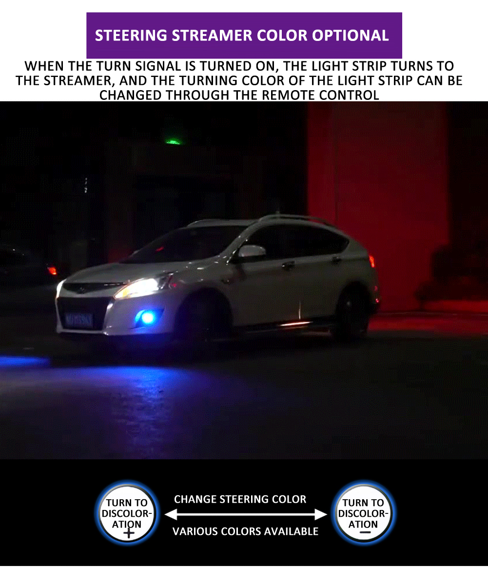 The new car LED dazzling flow of light car door lights chassis lights ambient lights illusion color flowing lights open the door lights super dazzling. 