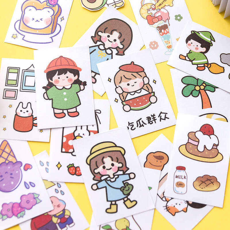 Message to the soft collection of small bean fresh and cute notebook diary, DIY material stickers, 50 sheets, 6 styles. 