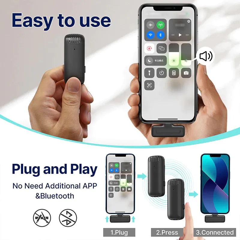 Wireless Lavalier Microphone Ulanzi J12 Dual Wireless Microphone With Charging Case For Lighting port. 