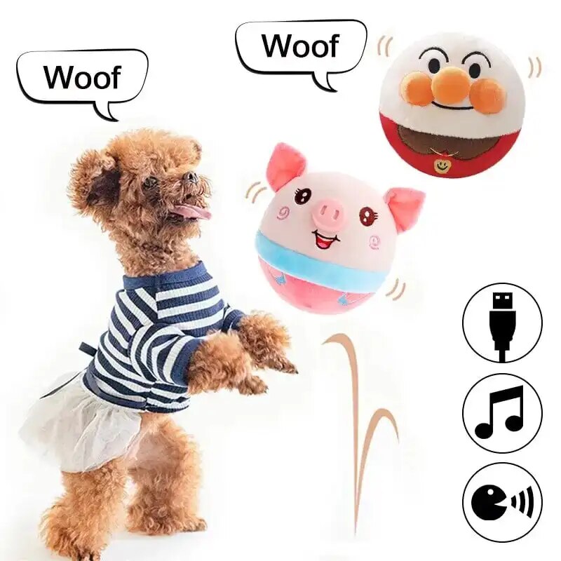 Active Moving Pet Plush Toy Interactive Dog Toy Monster Active Ball Squeaky Moving Ball for Small Medium Dogs to Chase Self Play. 