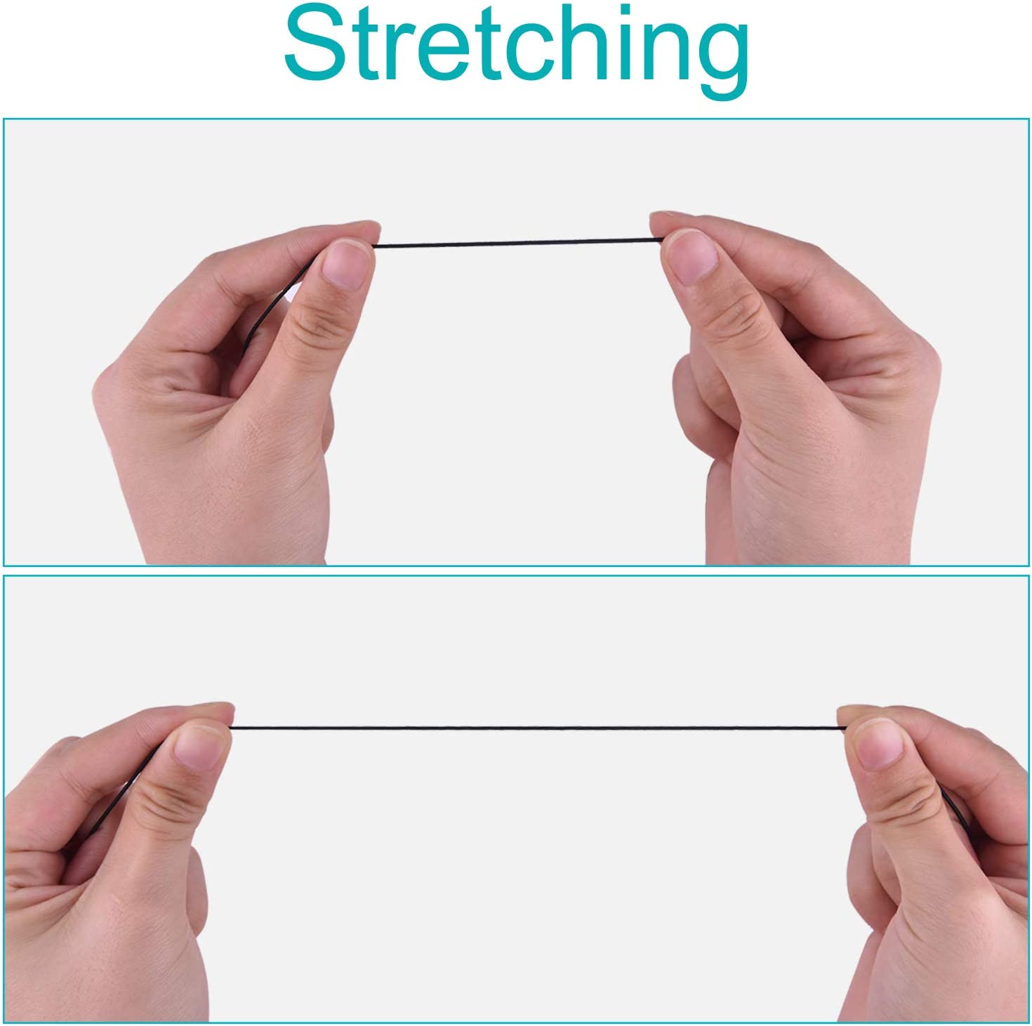 Kaitun 2 mm Elastic Cord Stretch String Elastic Beading Cord Craft Thread for Jewelry Making (Black). 