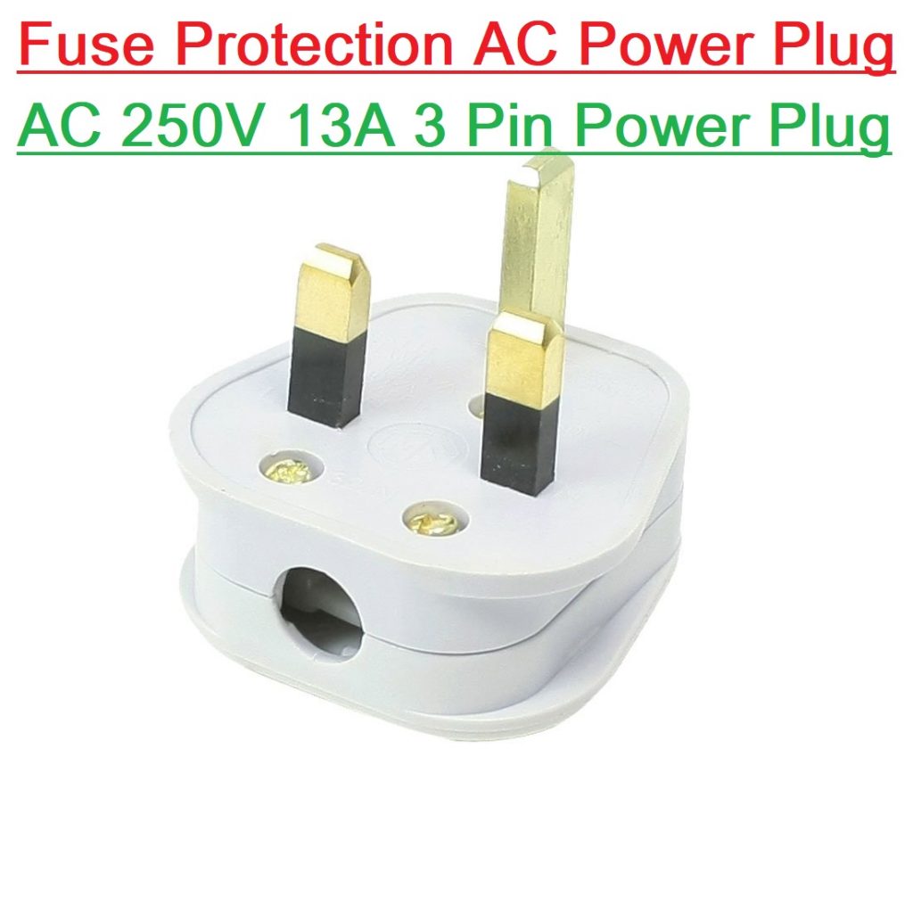 3Pin POWER PLUG FUSE Protection AC 250V 13A 3 Pin Power Plug Connector For 3 Pin Socket Rewireable 3 Prong UK Electrical Power Plug Male Adapter For Cables. 