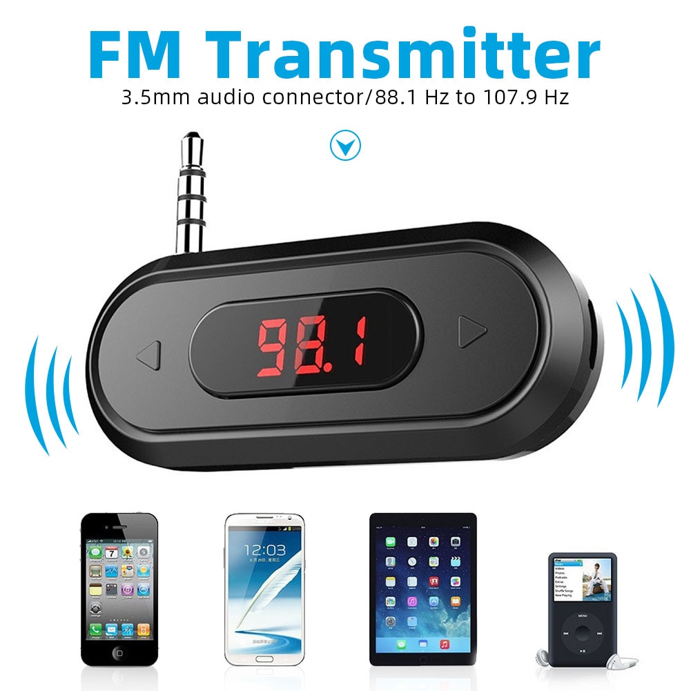 Wireless FM Tran_s_mitter FM Radio Calling Radio 3.5mm Jack Adapter for IPhone IOS Android Car Speaker Stereo Kit Car Accessories. 