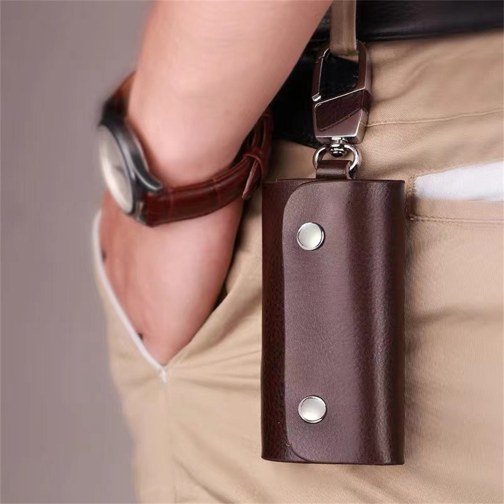 Zippered Closure Key Wallet Luxury Leather Compact Size Keychain Case Multi-Slot Key Holder for Car Keys Home Management. 