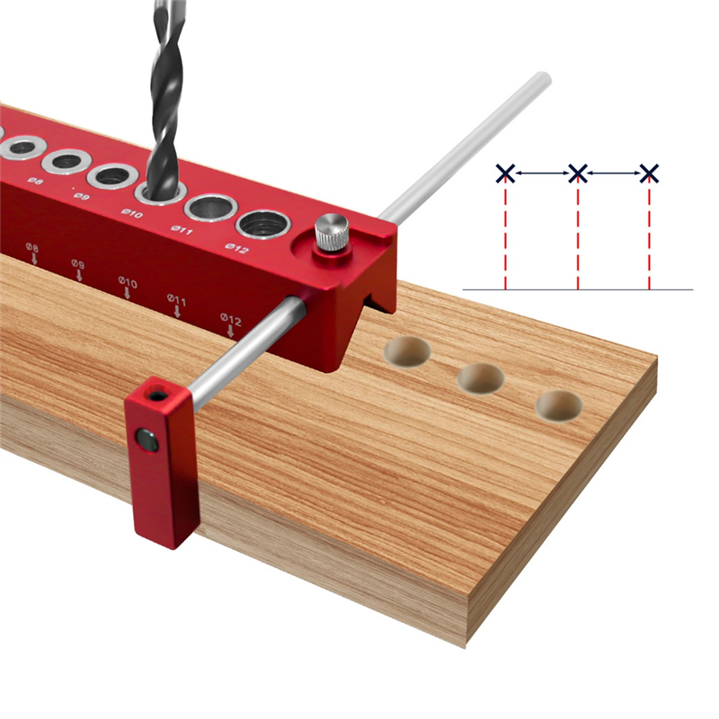 3-12mm Vertical Pocket Hole Jig Woodworking Dowel Drill Guide Locator