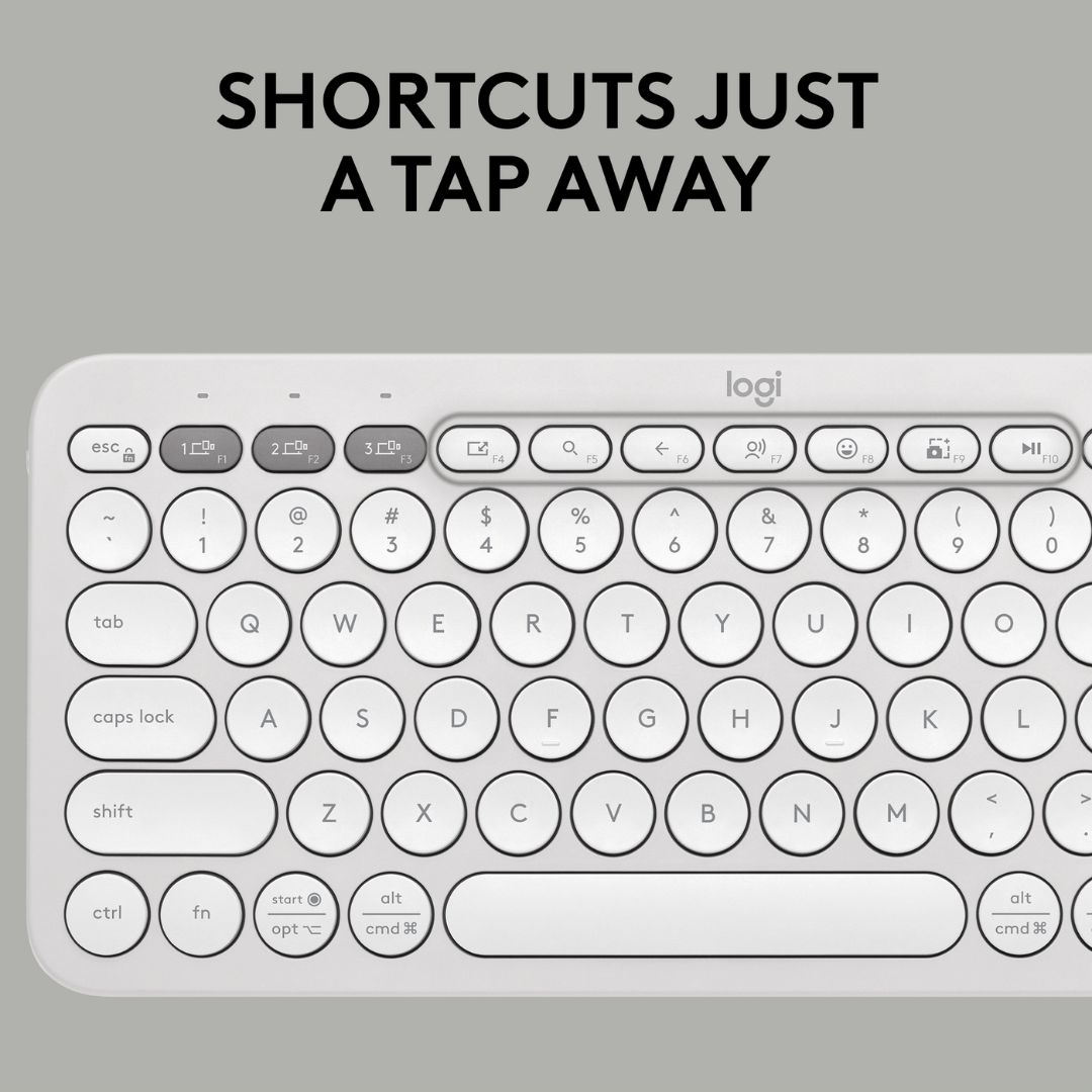 Logitech Pebble Keys 2 K380s, Multi-Device Bluetooth Wireless Keyboard with Customisable Shortcuts, Slim and Portable, Easy-Switch for Windows, macOS, iPadOS, Android, Chrome OS. 