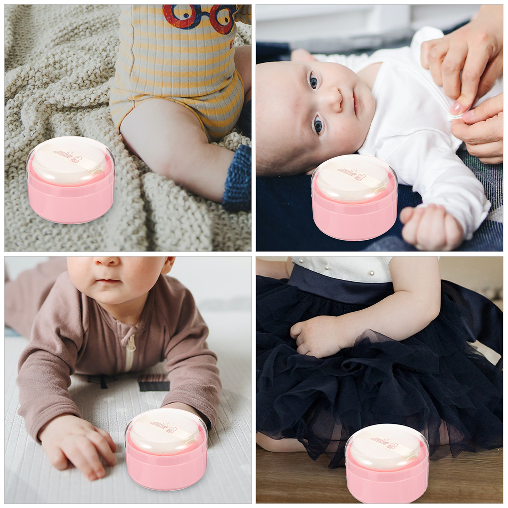 Body Powder Puff Box Baby Container with Compartment Case Plastic Puffs for Loose Small Empty. 