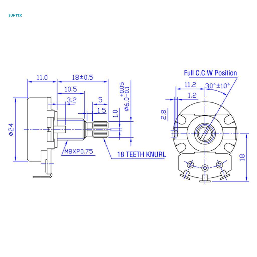 Guitar mini potentiometer pot set A500k B500K 24mm dia tone volume control. 