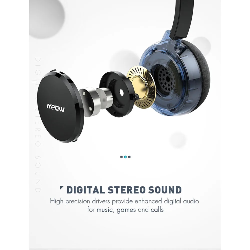 1/2PCS Mpow 071 USB 3.5mm Wired Headset with Noise Reduction Mic In-line Control Protein Memory Earmuff for Skype PC Call Center. 