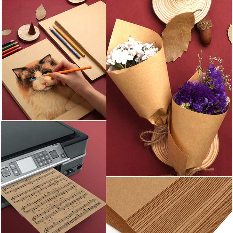 70-400gsm A4 Kraft Paper High Quality A4 Hard Kraft Paper DIY Handmake Card Making Craft Paper Thick Paperboard Cardboard Amour zii. 