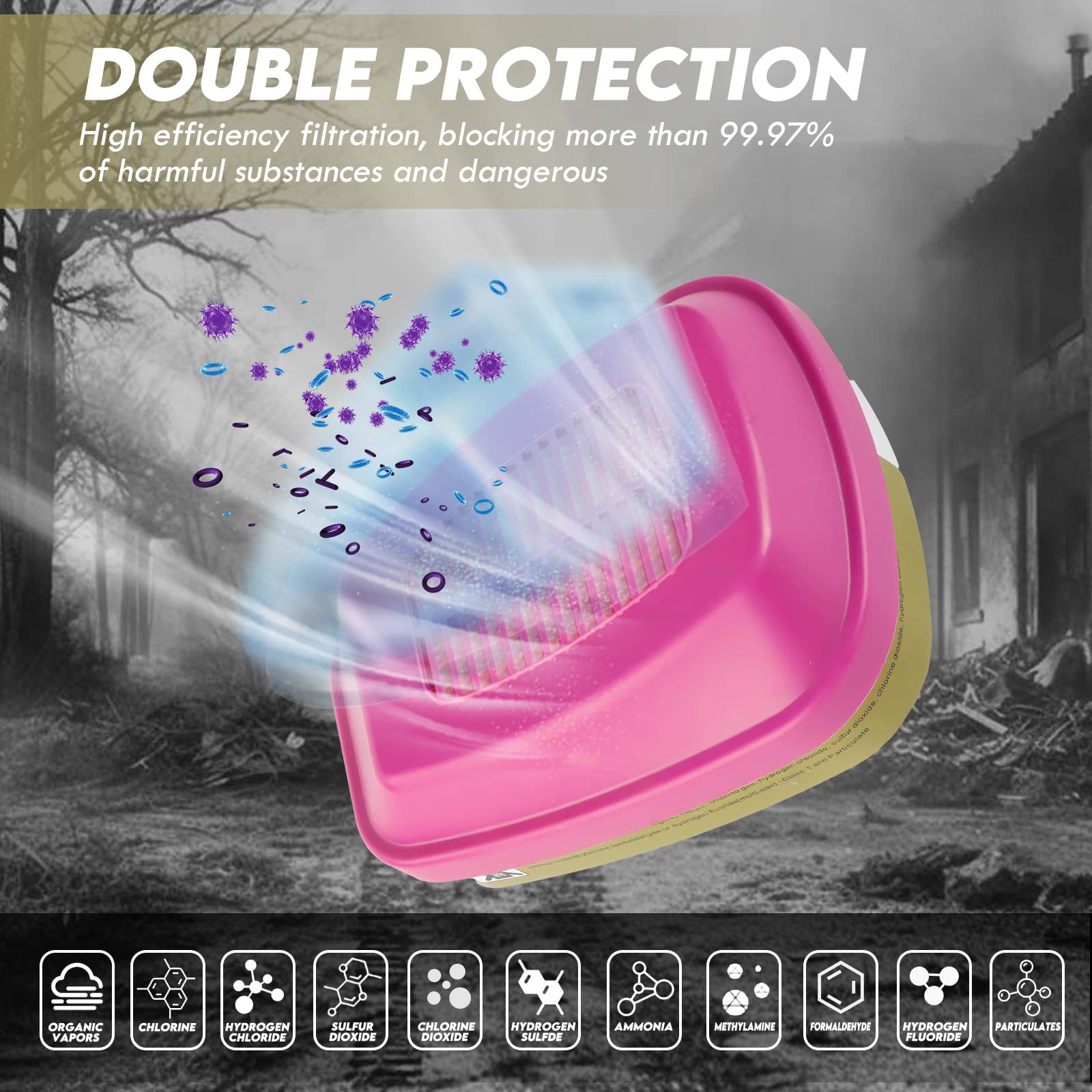 6800 Full Face Respirator Mask With 60926 Activated Carbon Filter for epoxy resin grinding hazardous wastehandling paint welding. 