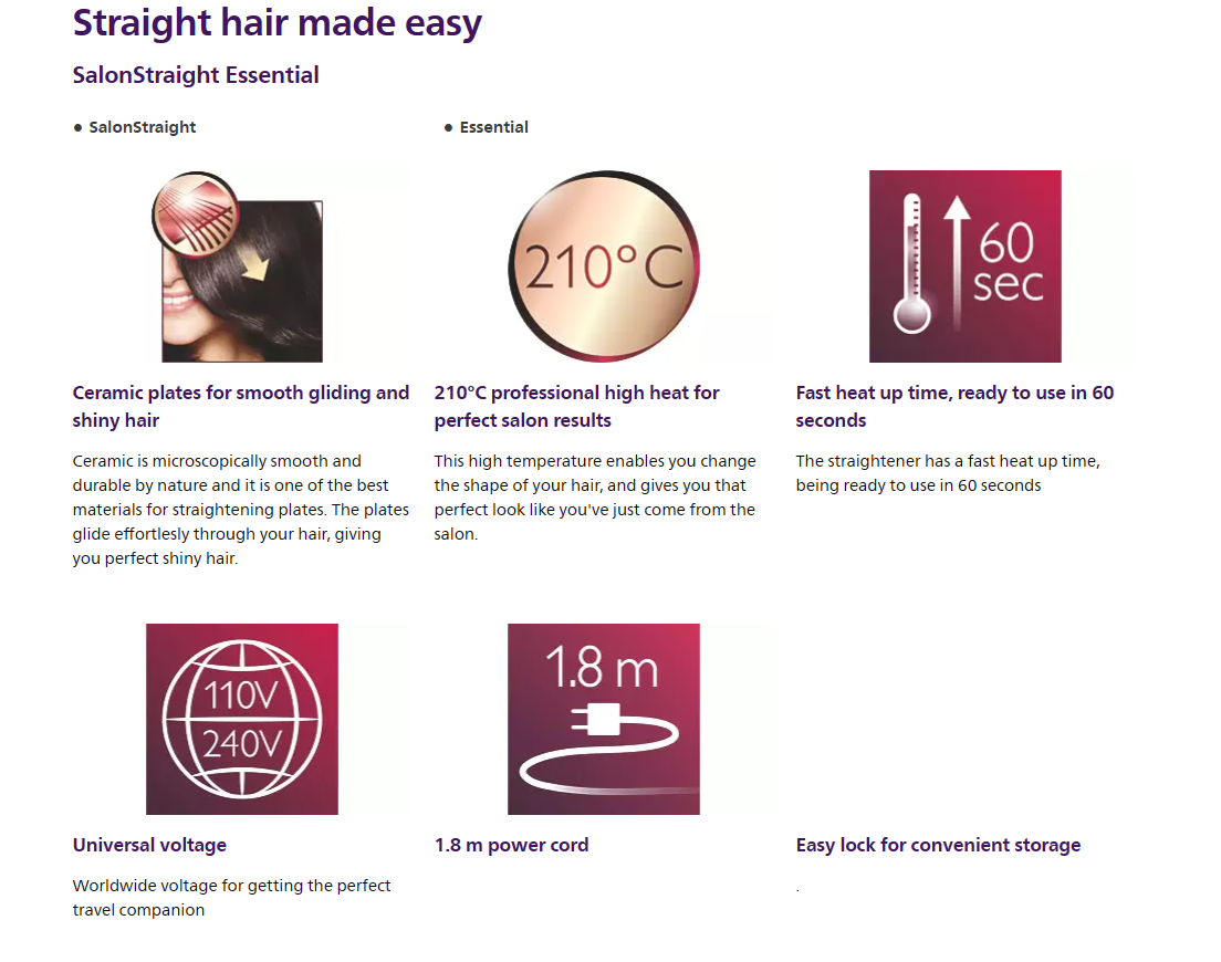 Philips Hair Straightener , Model: HP8309 , Imported. 