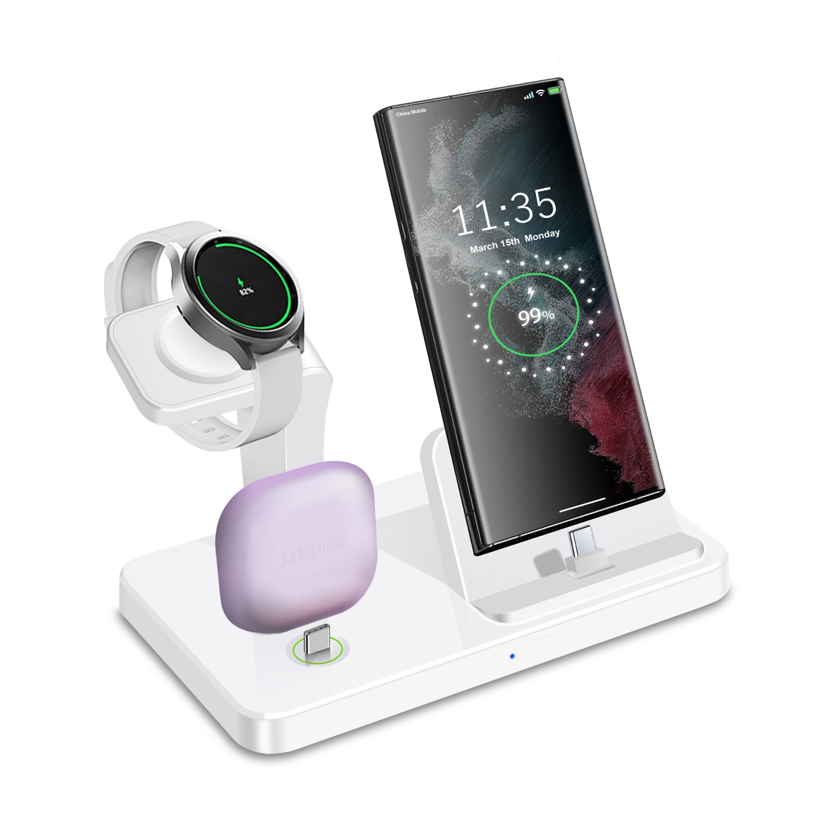 Charging Station for Samsung S23 Ultra S22 S21 Note20 10 Z Flip Fold 3 in 1 Fast Wireless Charger For Galaxy Watch 5 Pro 4 Buds. 