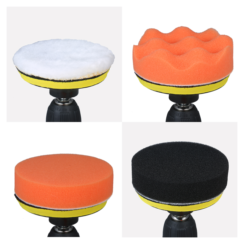 KOGEEK 10pcs Polishing Pad Kit 4-inch Foam Buffing Pads with Waffle Foam Wool Pad Backing Plate for Angle Grinder Buffer Orbital Polisher Sander Rotary. 