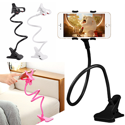 Phone Stand with Long handle_360 degree rotate Long Mobile Stand_Universal Flexible Long Arms Lazy Bed Desktop Mobile Phone Holder Stand - Black. 