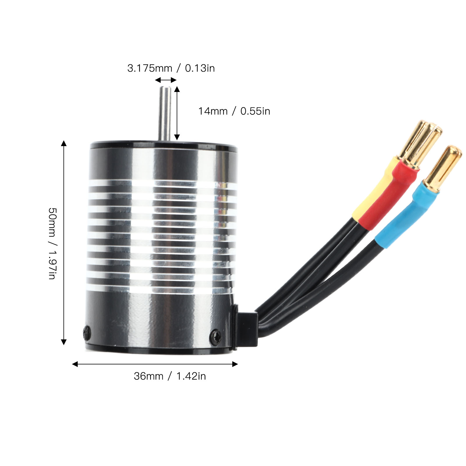 RC Motor, Large Torsion Waterproof 3500KV High Speed 3650 Brushless Motor for 1/8 1/10. 