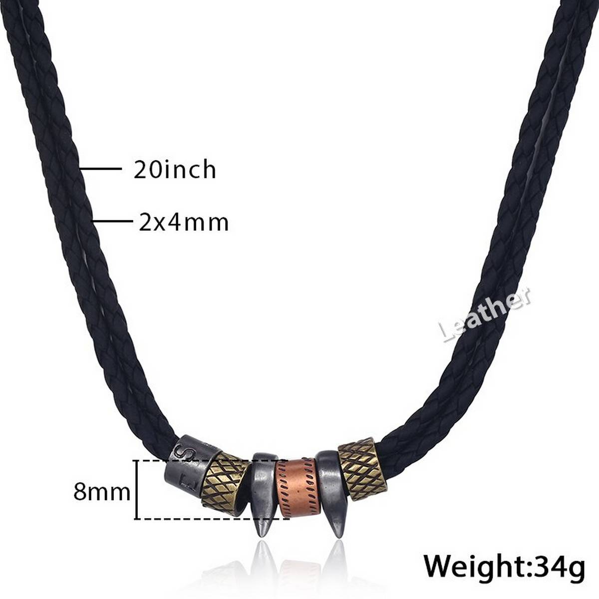 Boys Mens Metal Charm Leather Necklace 