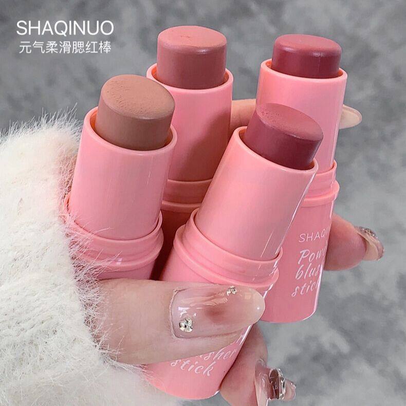 Waterproof Matte Face Blush Stick Long-lasting Natural Cheek Contour Tint Blush Cream Makeup Mineral Red Rouge Cosmetics. 