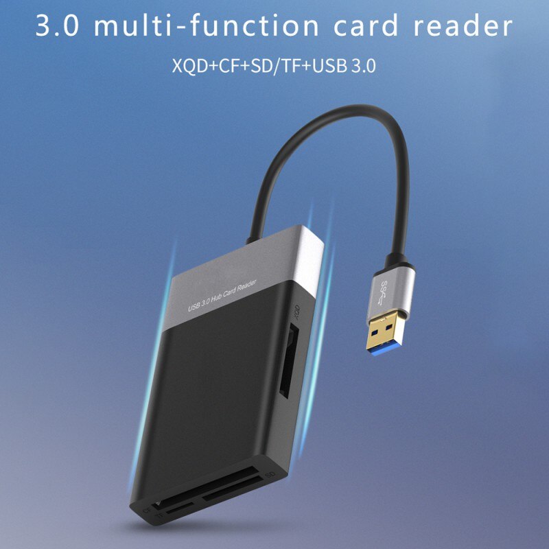 XQD Card Reader Multi Memory Card Reader with 2 x USB 3.0 HUB Adapter for Sony G/M Series, Lexar 2933X/1400X for Windows/Mac OS. 