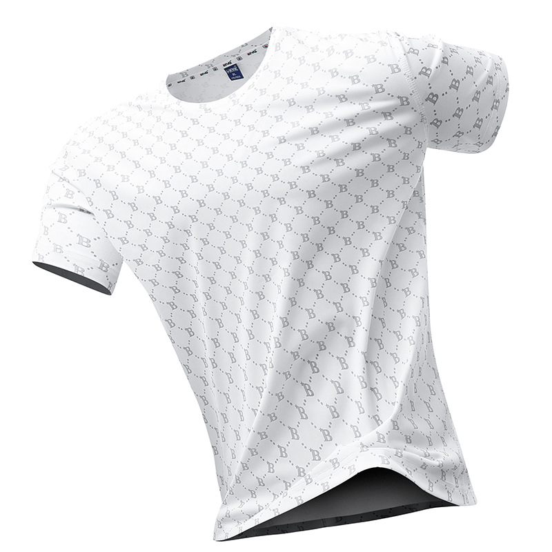 Sports short sleeve t-shirt men's summer thin quick-drying clothes men's loose fat oversized ice silk top fitness half sleeve