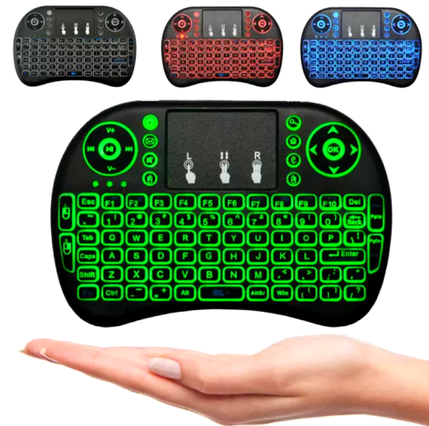 Wireless Backlit Mini Keyboard With Touch-pad RGB Keyboard- Black