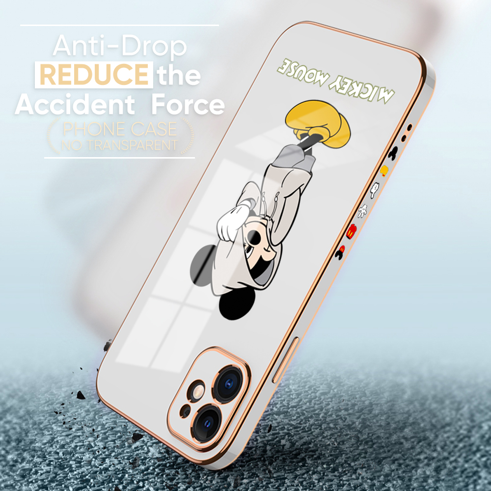 UCUC for Huawei Y7 2019 Y7 Prime 2019 Back Cover + Free Lanyard Hoodie Mouse Luxury 6D Plating Case Side Pattern Soft Silicone Square Phone Cases. 