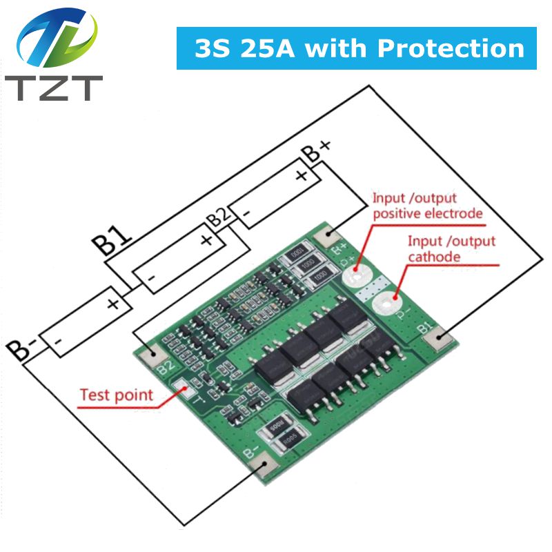 3S 12V 25A 18650 Li-Ion Battery Bms - Solar Panel - Power Bank Circuit - solar charge controller. 