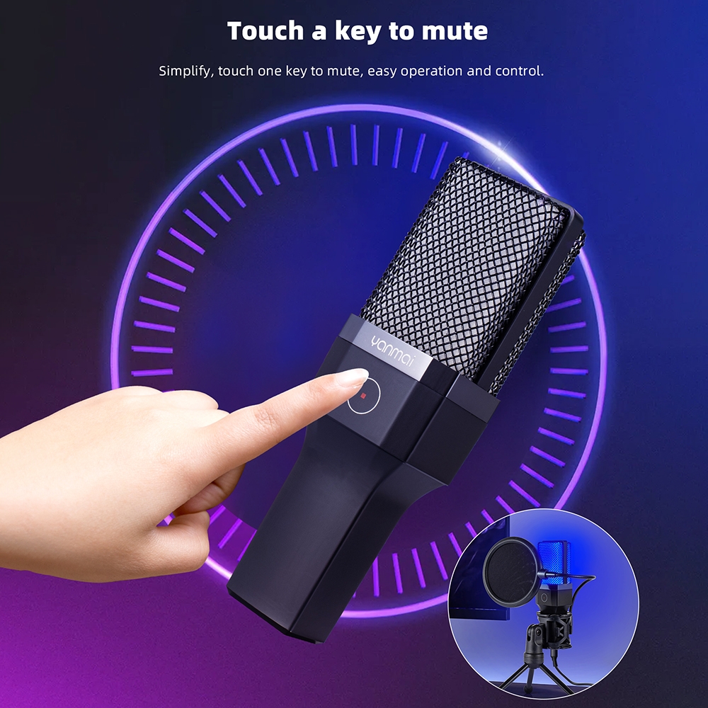 Yanmai X1R E-Sports Gaming Desktop Microphone with RGB Light & Blowout Net. 