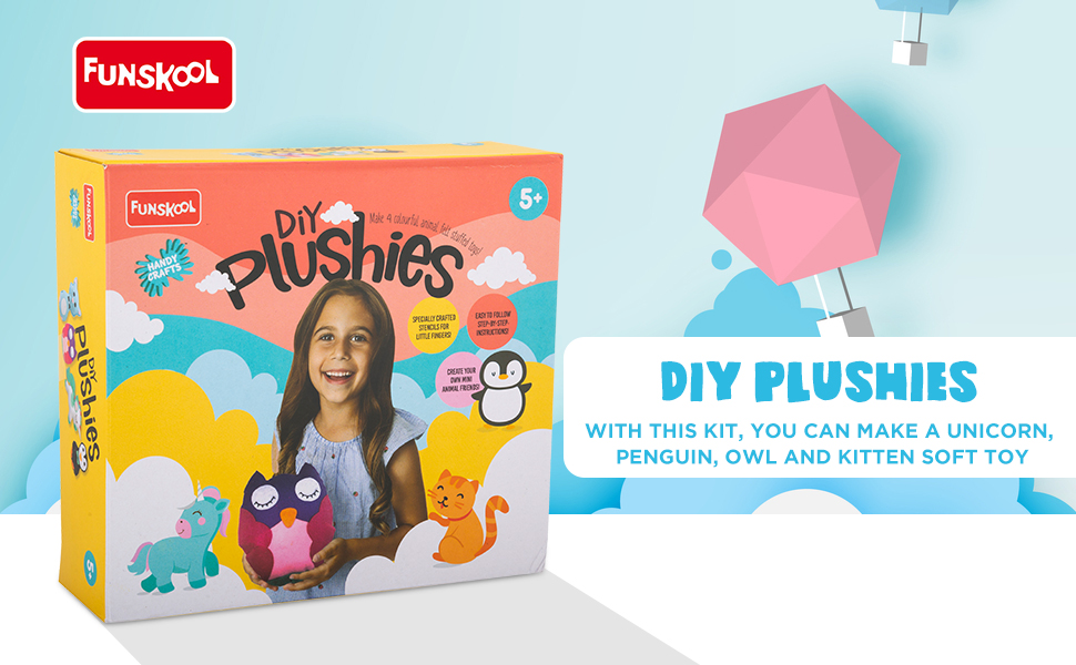 Handycrafts - DIY Plushies , Soft toy maker , Make your own stuffed animal , 5 years + , art and craft kit. 