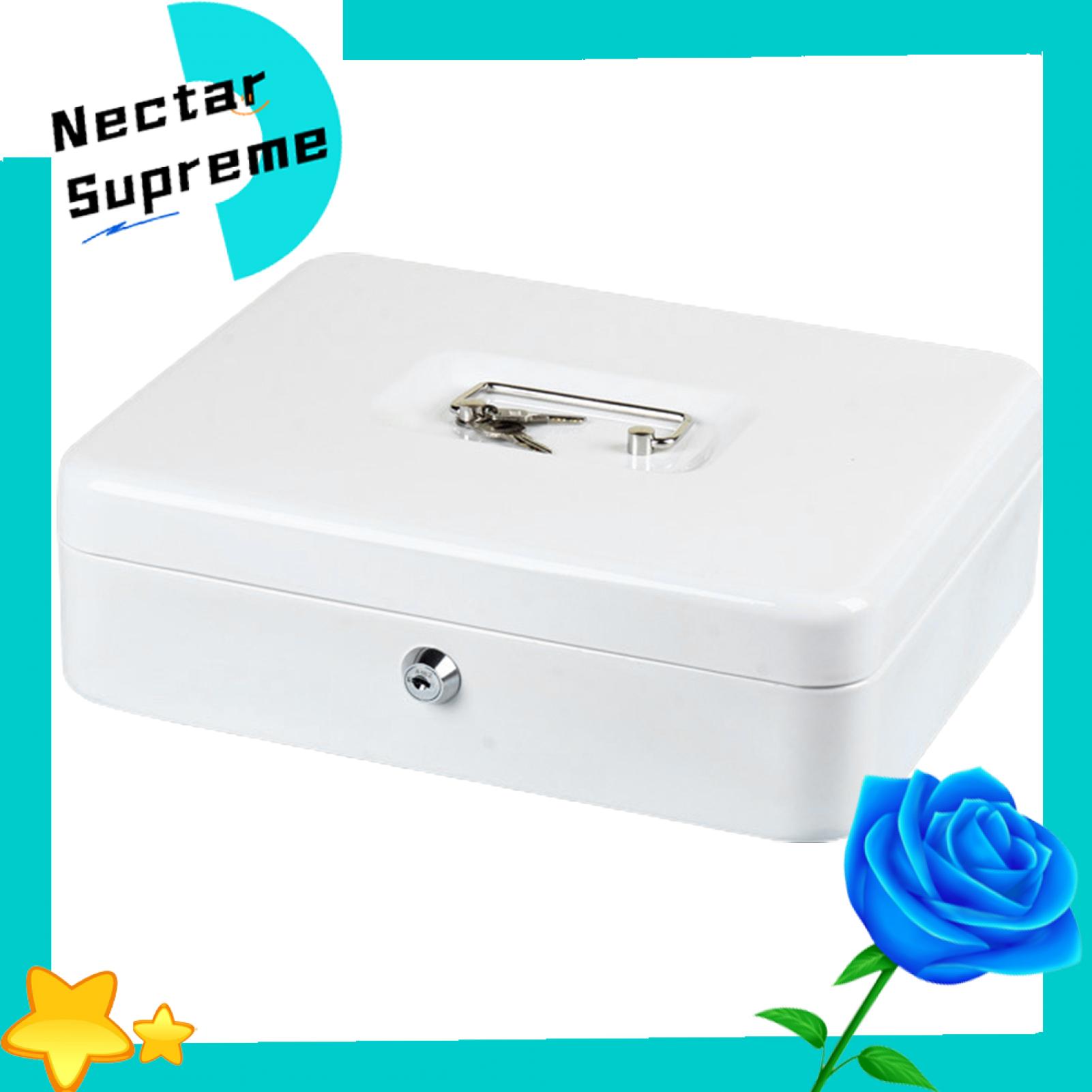 Mini Cash Box Secure Fireproof Cash Safe Box with Lock 2 Keys Anti-theft Shockproof Multi-compartment Storage for Valuables Deposit Tin Money Box with Handle