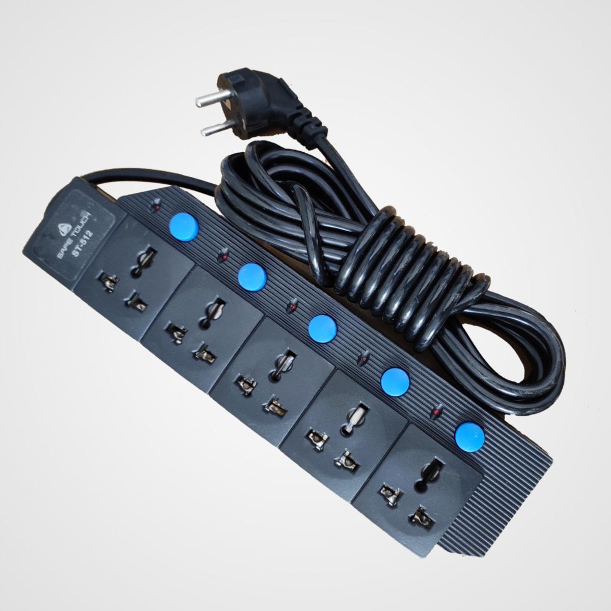 Black 5 Point Best Quality Multi Plug Socket With Switch - Multi Plug - Multi Plug