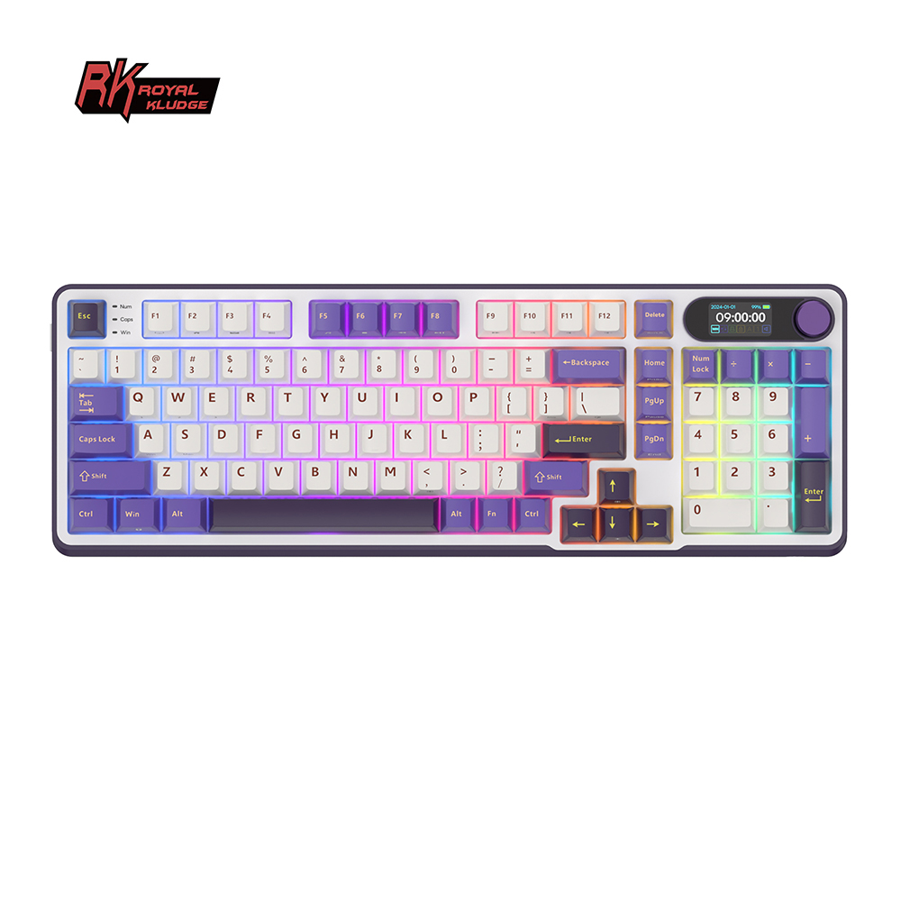 RK Royal Kludge RK S98 Blackberry 98 Key Tri-Mode RGB Wired Bluetooth 2.4G Wireless 3 Modes With TFT Screen