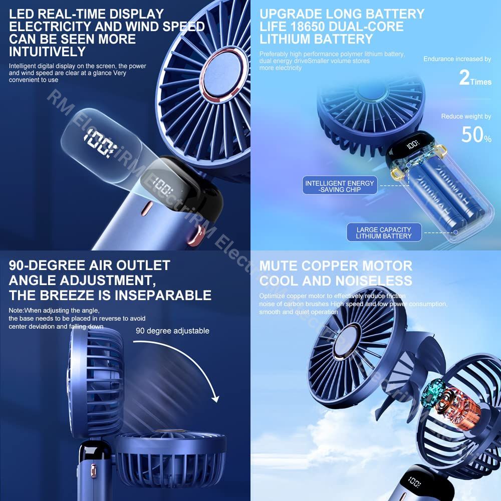 Mini charger fan mebiusyhc Mini Handheld Fan Portable Personal Fan Hanging Neck Fan 90° Adjustable USB Rechargeable 4000mAh Small Desk Fan 5 Speed for Home, Office, Travel, Outdoor, School. 