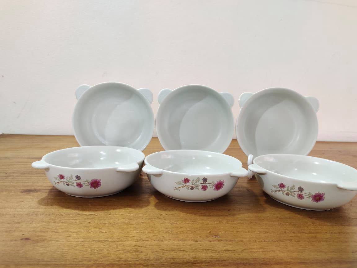 6 Pcs Ceramic Baby Soup & Food Serving Bowl Set. Snack Bowl Set, Gift And Home Decoration. Microwave Oven Save Off-White Color Ceramic Plate & Bowl set. CD:A70.
