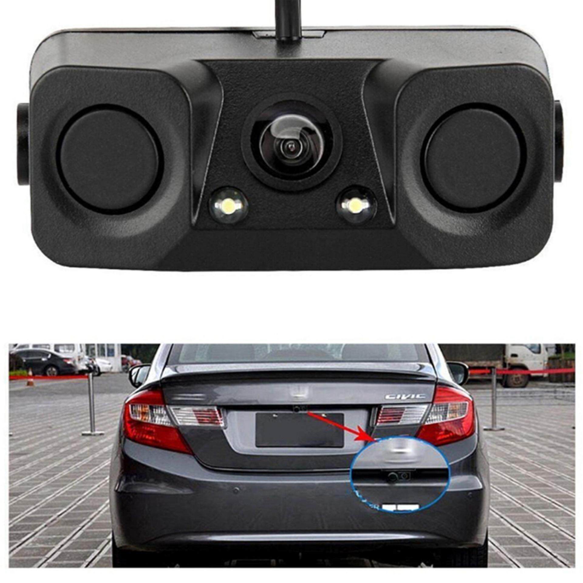 3 In1 Car Parking Reversing Radar Sensors Rear View Backup 170° Camera Universal. 