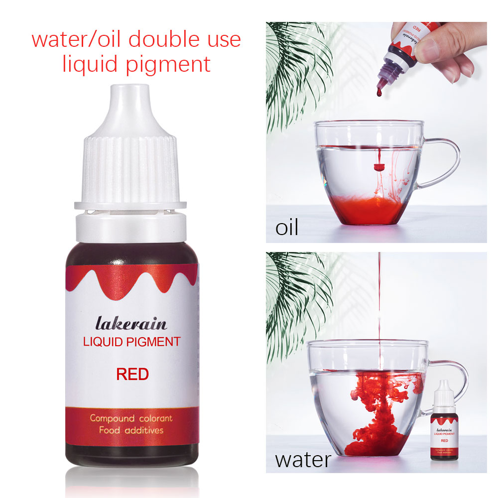 New 10ml Liquid Pigment for Lip Gloss Color Pigment Dyeing Colorant Water Oil Double Use Lipglos Diy Slime Epoxy Bake Sugar. 